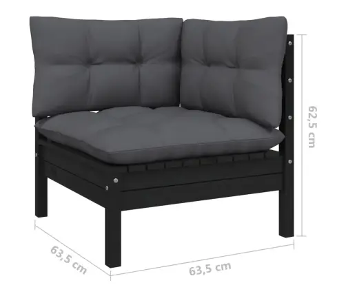 5-Daļīgs Dārza Mēbeļu Komplekts Ar Matračiem, Melna Priede Vidaxl