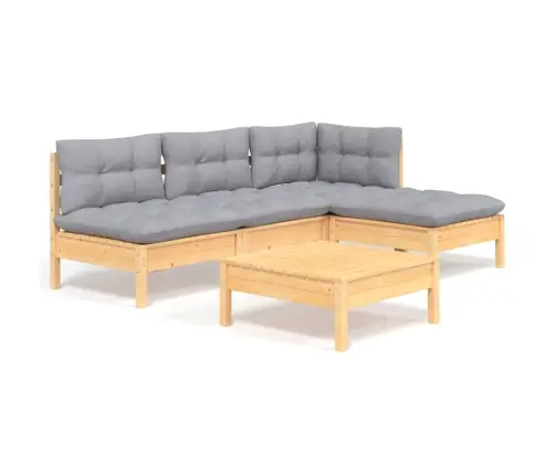 Sodo Komplektas Su Pilkomis Pagalvėmis, 5 Dalių, Pušis