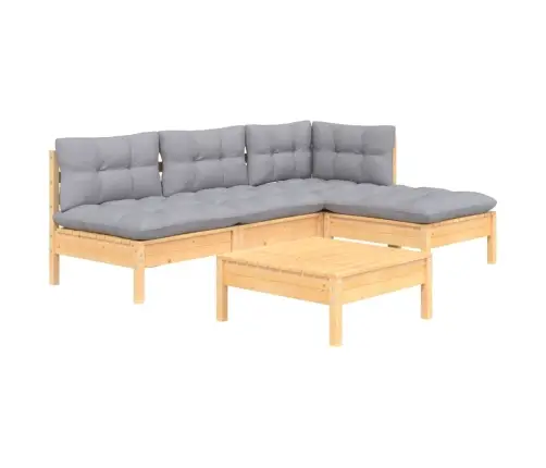 Sodo Komplektas Su Pilkomis Pagalvėmis, 5 Dalių, Pušis