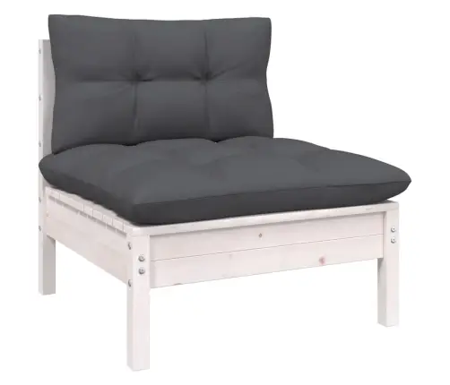 Sodo Komplektas Su Pagalvėmis, 6 Dalių, Baltas, Pušies Mediena