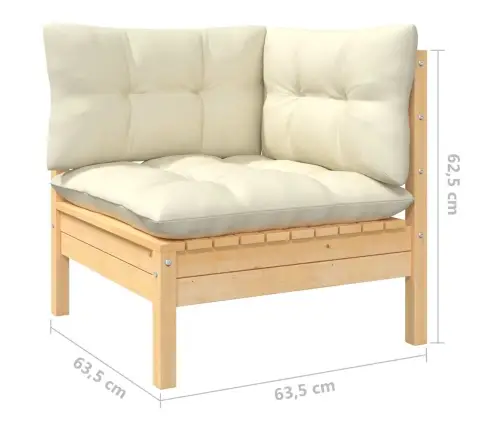 4-Daļīgs Dārza Mēbeļu Komplekts Ar Krēmkrāsas Matračiem, Priede Vidaxl