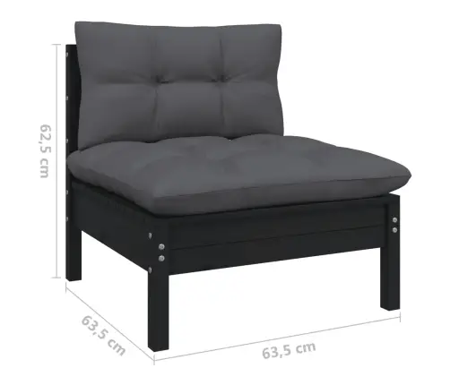 5-Daļīgs Dārza Mēbeļu Komplekts Ar Matračiem, Melna Priede Vidaxl