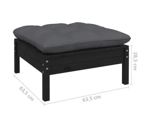 5-Daļīgs Dārza Mēbeļu Komplekts Ar Matračiem, Melna Priede Vidaxl