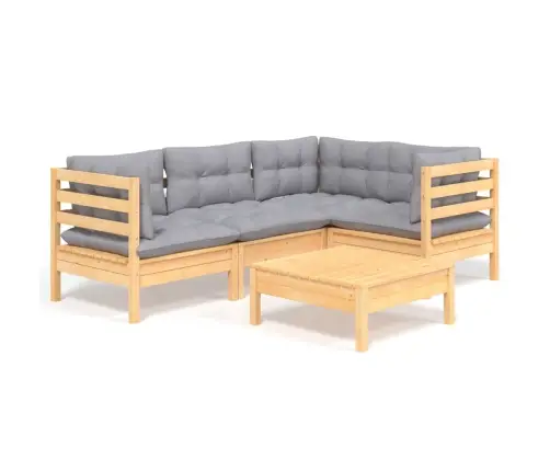 Sodo Komplektas Su Pilkomis Pagalvėmis, 5 Dalių, Pušis