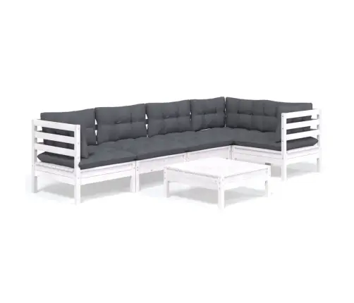 Sodo Komplektas Su Pagalvėmis, 6 Dalių, Baltas, Pušies Mediena