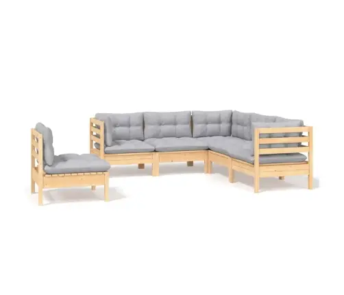 5-Daļīgs Dārza Mēbeļu Komplekts Ar Pelēkiem Matračiem, Priede Vidaxl