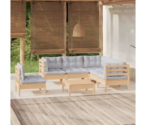 Sodo Komplektas Su Pilkomis Pagalvėmis, 6 Dalių, Pušis