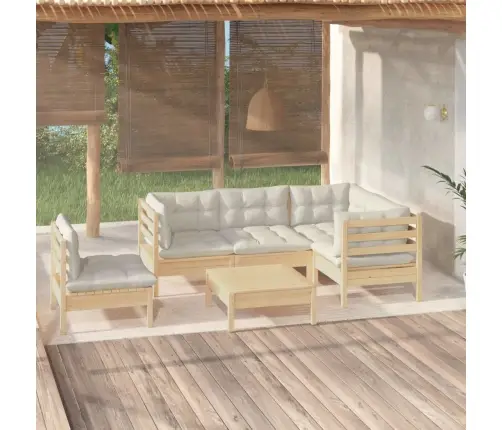 Sodo Komplektas Su Kreminėmis Pagalvėlėmis, 6 Dalių, Pušis