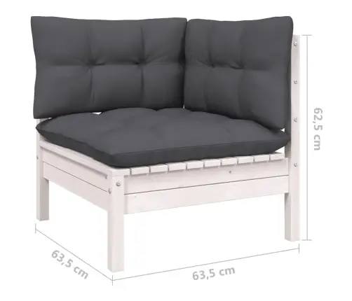 7-Osaline Aiamööbli Komplekt Istmepatjadega, Valge, Männipuit