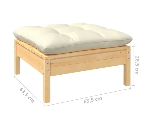 9-Osaline Aiamööbli Komplekt Kreemjate Patjadega, Männipuit