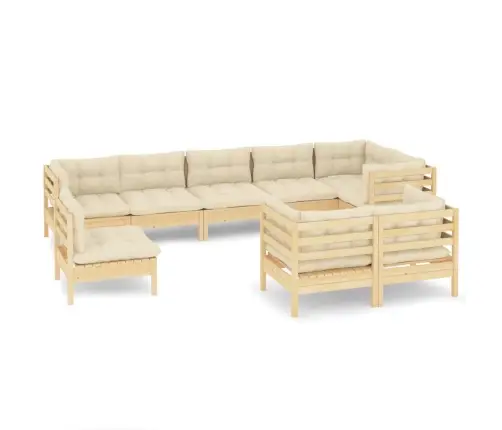 Sodo Komplektas Su Kreminėmis Pagalvėlėmis, 9 Dalių, Pušis