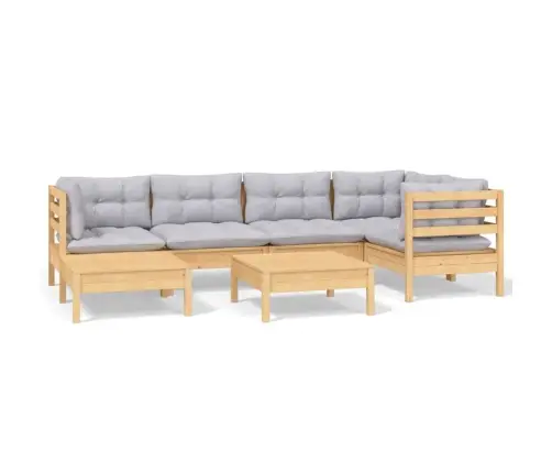 Sodo Komplektas Su Pilkomis Pagalvėmis, 7 Dalių, Pušis