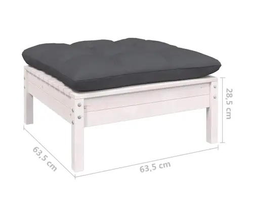 7-Daļīgs Dārza Mēbeļu Komplekts Ar Matračiem, Balta Priede Vidaxl