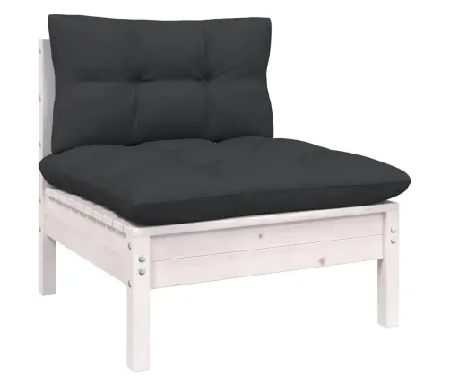 5-Osaline Aiamööbli Komplekt Istmepatjadega, Valge, Männipuit