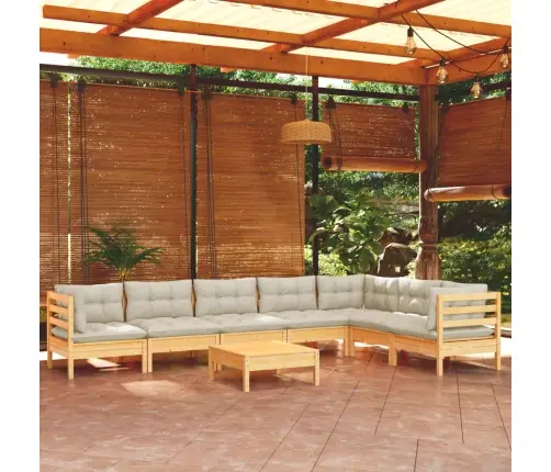 Sodo Komplektas Su Kreminėmis Pagalvėlėmis, 8 Dalių, Pušis