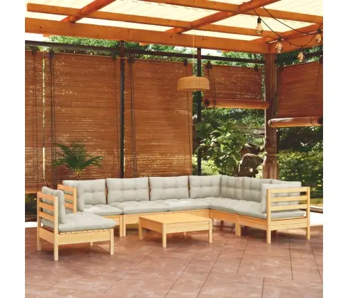 Sodo Komplektas Su Kreminėmis Pagalvėlėmis, 8 Dalių, Pušis