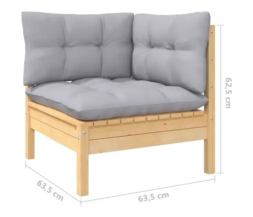 8-Osaline Aiamööblikomplekt Hallide Patjadega, Toekas Männipuit