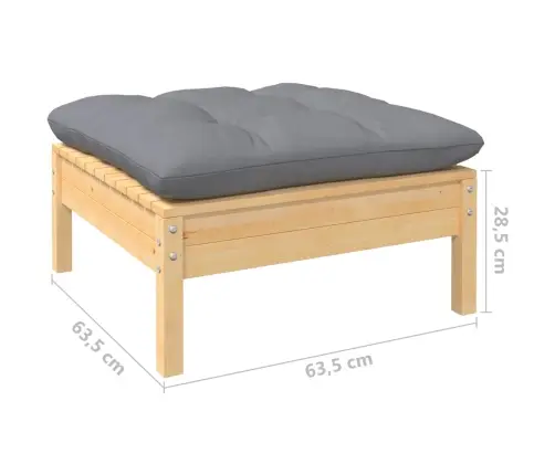 9-Daļīgs Dārza Mēbeļu Komplekts Ar Pelēkiem Matračiem, Priede Vidaxl