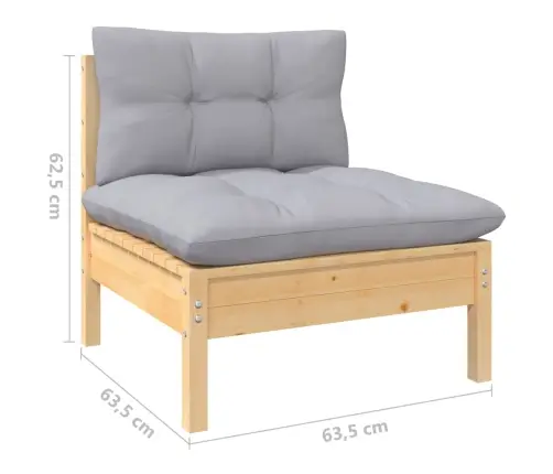 9-Osaline Aiamööblikomplekt Hallide Patjadega, Toekas Männipuit