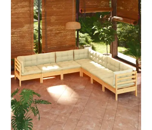 Sodo Komplektas Su Pagalvėlėmis, 7 Dalių, Pušies Masyvas