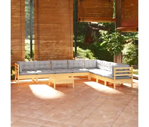 Sodo Komplektas Su Pilkomis Pagalvėmis, 9 Dalių, Pušis