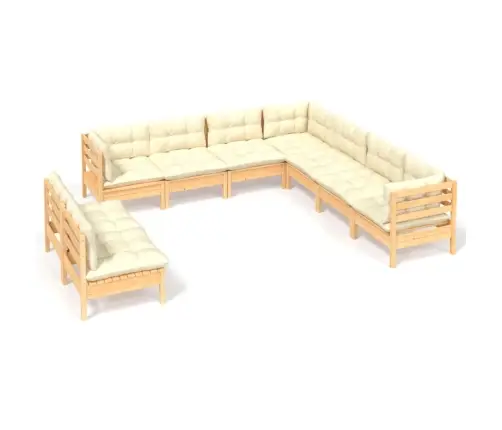 9-Osaline Aiadiivanikomplekt Kreemjate Patjadega, Männipuit