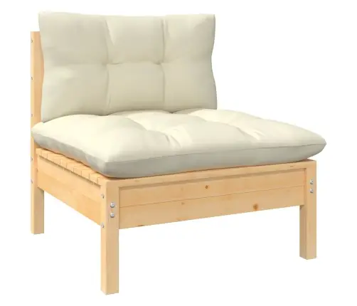 9-Osaline Aiadiivanikomplekt Kreemjate Patjadega, Männipuit