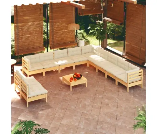 12-Osaline Aiadiivanikomplekt Kreemjate Patjadega, Männipuit