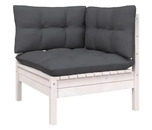 13-Daļīgs Dārza Mēbeļu Komplekts Ar Matračiem, Balta Priede Vidaxl