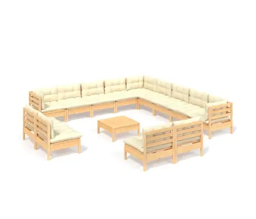 Sodo Komplektas Su Kreminėmis Pagalvėlėmis, 14 Dalių, Pušis