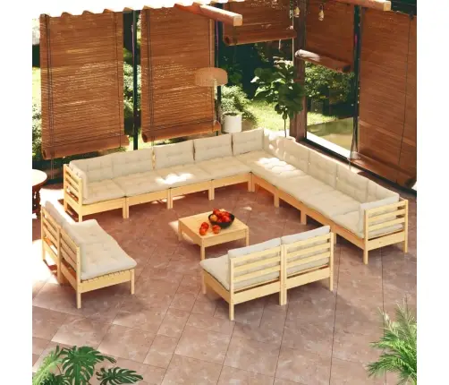 Sodo Komplektas Su Kreminėmis Pagalvėlėmis, 14 Dalių, Pušis