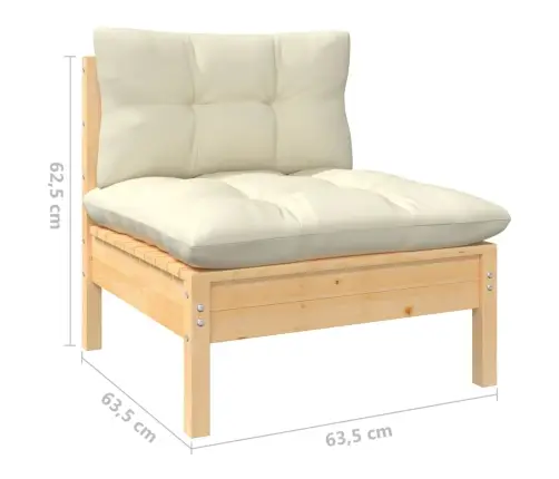 10-Osaline Aiadiivanikomplekt Kreemjate Patjadega, Männipuit