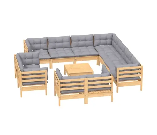 Sodo Komplektas Su Pilkomis Pagalvėmis, 12 Dalių, Pušis