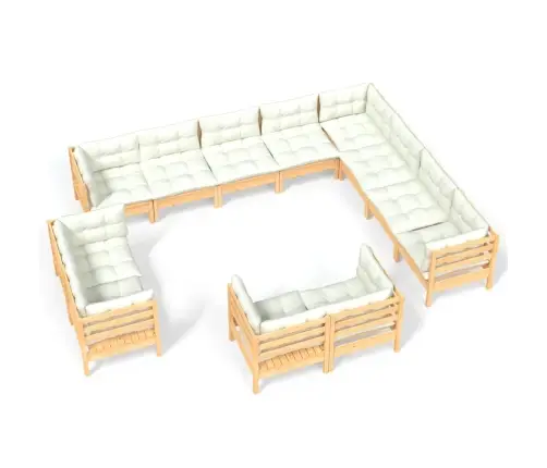 Sodo Komplektas Su Kreminėmis Pagalvėlėmis, 12 Dalių, Pušis