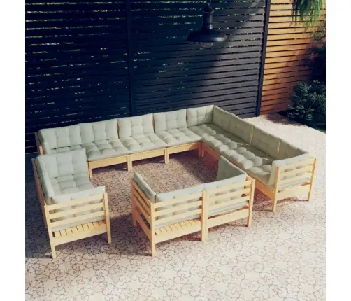 Sodo Komplektas Su Kreminėmis Pagalvėlėmis, 12 Dalių, Pušis