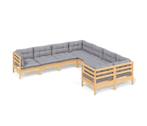 Sodo Komplektas Su Pilkomis Pagalvėmis, 8 Dalių, Pušis