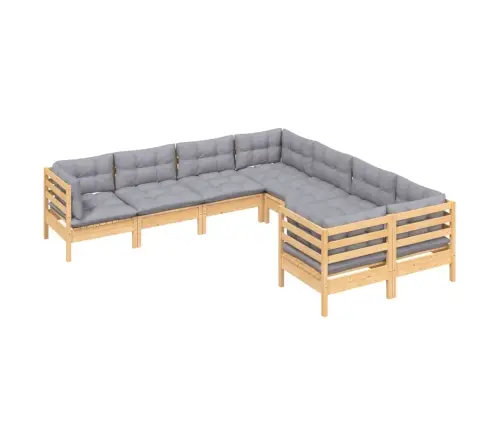 Sodo Komplektas Su Pilkomis Pagalvėmis, 8 Dalių, Pušis