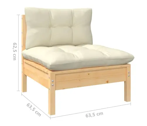 8-Osaline Aiadiivanikomplekt Kreemjate Patjadega, Männipuit