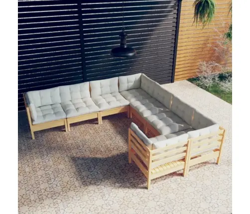 8-Osaline Aiadiivanikomplekt Kreemjate Patjadega, Männipuit