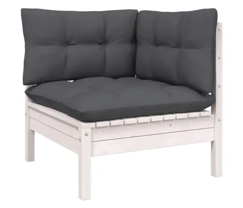 10-Daļīgs Dārza Mēbeļu Komplekts Ar Matračiem, Balta Priede Vidaxl