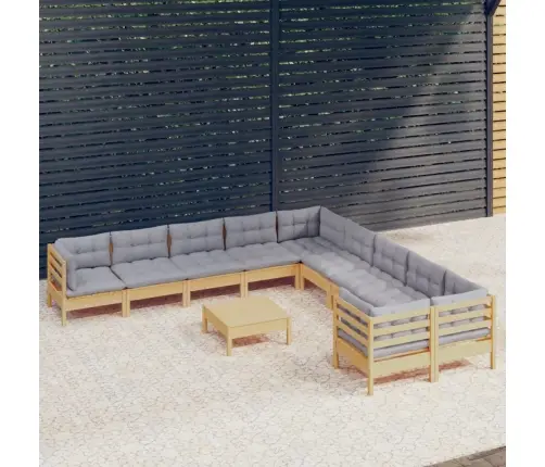 Sodo Komplektas Su Pilkomis Pagalvėmis, 11 Dalių, Pušis