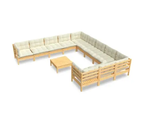 Sodo Komplektas Su Kreminėmis Pagalvėlėmis, 12 Dalių, Pušis