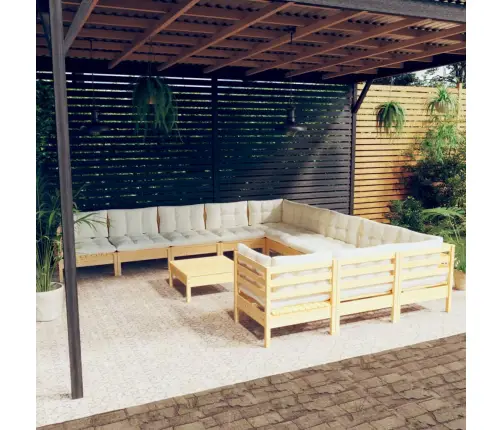 Sodo Komplektas Su Kreminėmis Pagalvėlėmis, 12 Dalių, Pušis