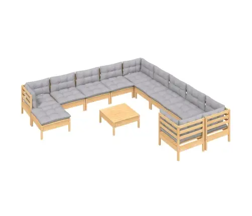 Sodo Komplektas Su Pilkomis Pagalvėmis, 12 Dalių, Pušis