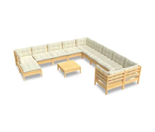 Sodo Komplektas Su Kreminėmis Pagalvėlėmis, 12 Dalių, Pušis