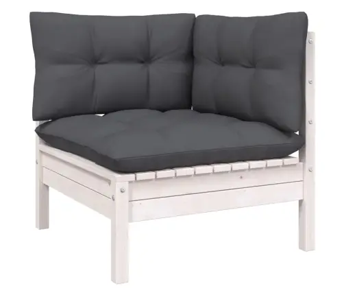 Vidaxl10-Osaline Aiamööbli Komplekt Istmepatjadega, Valge, Männipuit