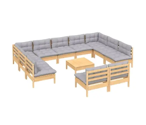 Sodo Komplektas Su Pilkomis Pagalvėmis, 12 Dalių, Pušis