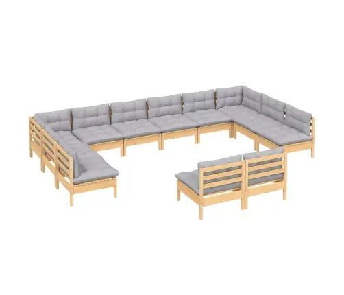 Sodo Komplektas Su Pilkomis Pagalvėmis, 12 Dalių, Pušis