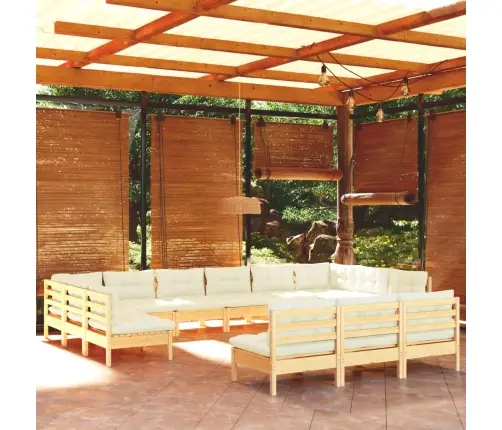 13-Osaline Aiadiivanikomplekt Kreemjate Patjadega, Männipuit