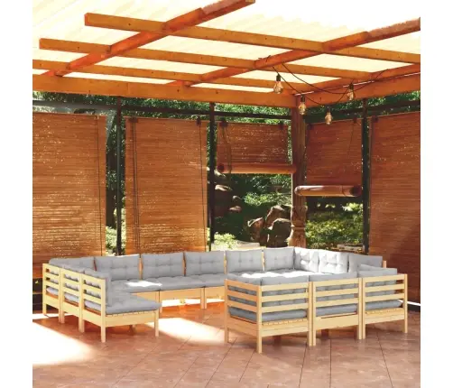 Sodo Komplektas Su Pilkomis Pagalvėmis, 13 Dalių, Pušis